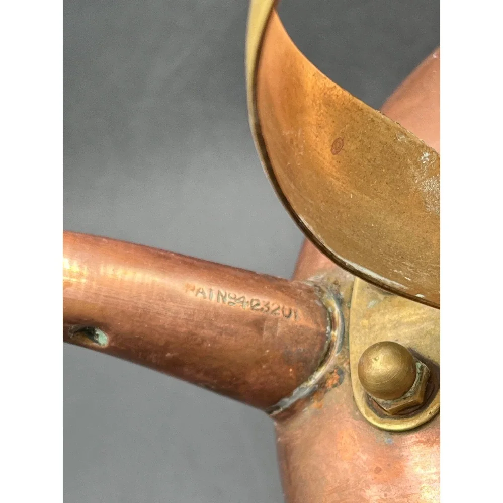 Vtg Simplex Patent Tea Kettle Solid Copper Made In‎ England 4007-402190 Wood